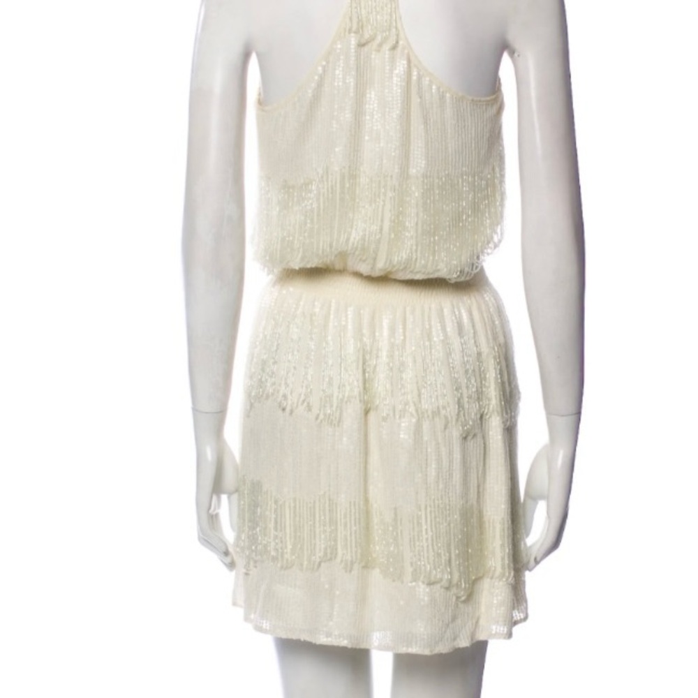 Ivory Fringe Halter Mini Dress - Women